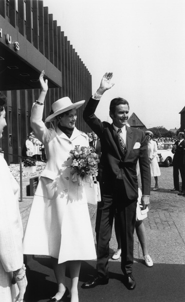 Dronning Margrethe og prinsgemalen ved Esbjerg Rådhus 1972